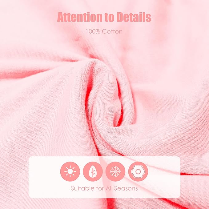 SWEET DOLPHIN Baby Sleep Sack 6-12 Months - 100% Cotton 2-Way Zipper TOG 0.5 Infant Wearable Blanket, Newborn Essentials Toddler 3 Pack Sleeping Sacks - Pink