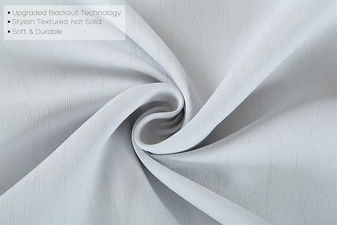 MIUCO Blackout Curtains Room Darkening Curtains Textured Grommet Window Curtains for Bedroom 2 Panels 52x63 Inch Long Greyish White