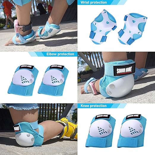 Youth/Kids Knee Pads Elbow Pads Wrist Guards Protective Gear Set for 3-15 Years Child Roller Skates, Skateboard, Cycling, Inline Skating, BMX Bike, Balance Bike, Scooter Riding and Other Outdoor Sports