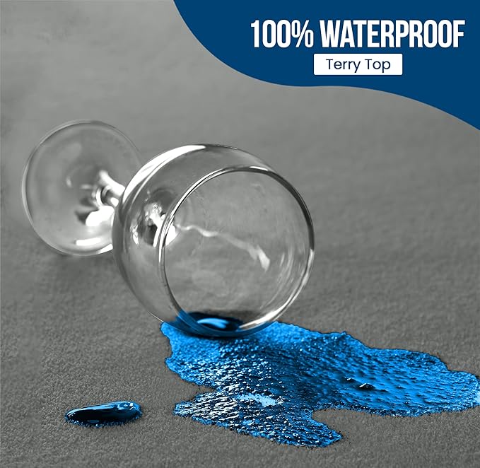 Utopia Bedding Waterproof Mattress Protector Queen Size, Premium Terry Mattress Cover 200 GSM, Breathable, Fitted Style with Stretchable Pockets (Gray)