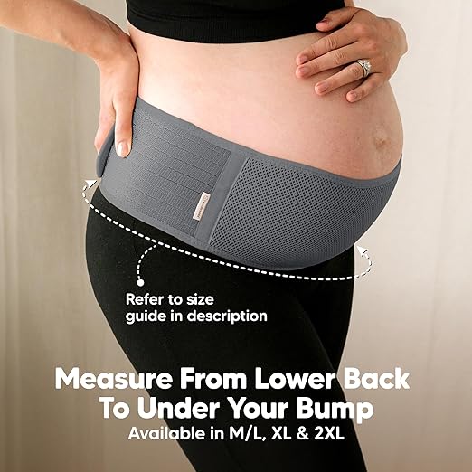 KeaBabies Maternity Belly Bands for Pregnant Women - Soft & Breathable Pregnancy Belly Support Band, Adjustable Maternity Belt for Back, Pelvic Support, Comfortable, Easy to Use (Mystic Gray, M/L)