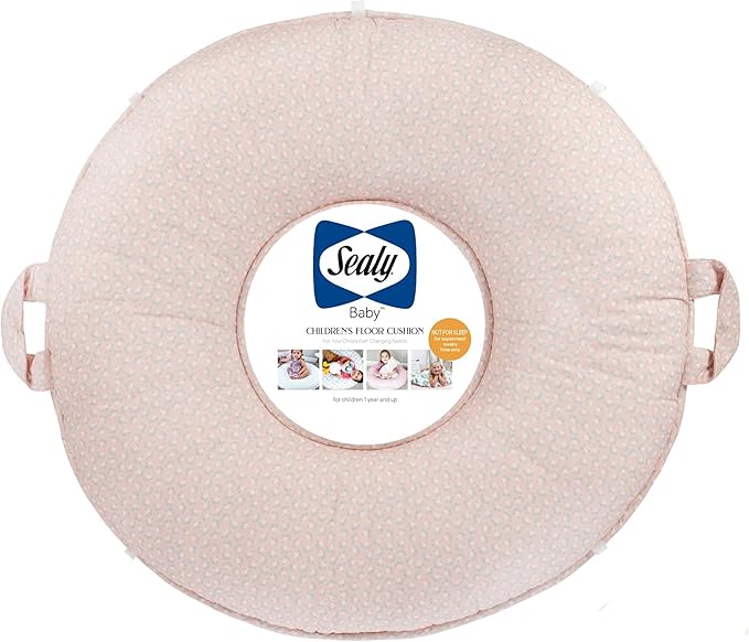 SEALY BABY Children's Floor Cushion, Kids, Toddler Play Mat & Soft Lounger (Pink Floral)