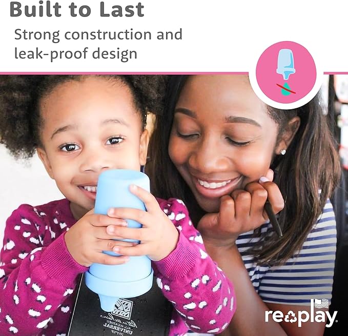 Re-Play Sippy Cups for Toddlers - 10 Oz. Reusable Spill Proof Cups for Kids, Dishwasher/Microwave Safe - Made in USA - Set of 6-3.13" x 6.25" - Sorbet