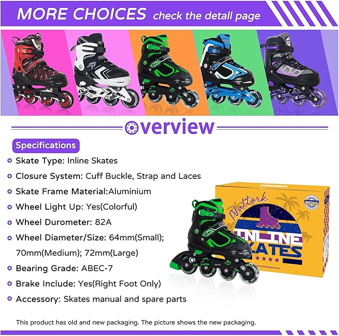 Nattork Blade Roller Skates for Boys with Light Up Wheel, Outdoor & Indoor Illuminating Black Inline Skates for Boys Little Kids Toddler Ages 5-8 4 5 6, Beginners