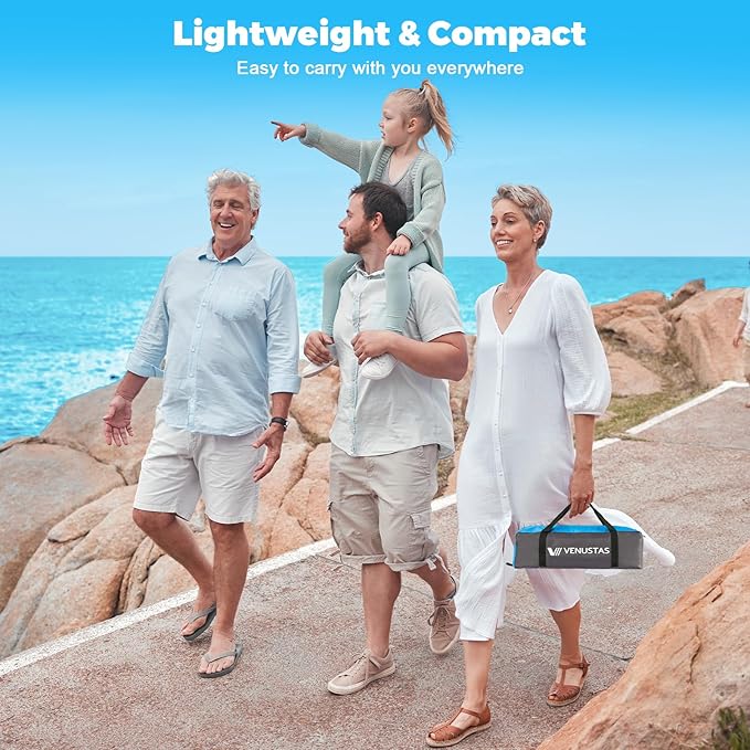 Venustas Beach Tent Sun Shelter for 3/4-5/6-7/8-10 Person, UPF 50+ UV Protection Beach Canopy, Lightweight and Easy Setup Cabana, Portable Shade Tent