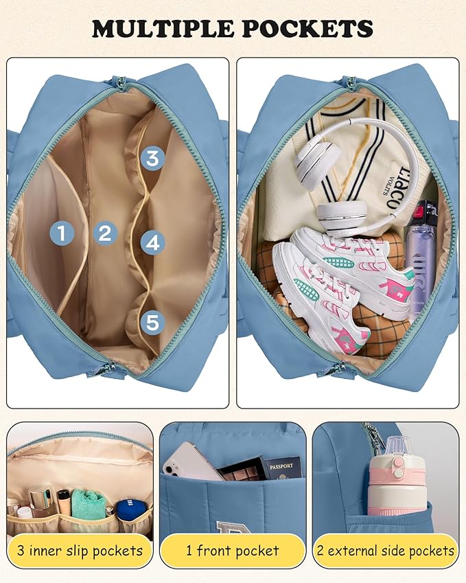 Women Birthday Gifts-Initial Duffle Bag, Yoga Bags for Women，Overnight Bag with Wet Pocket，Lightweight Work Bags Personalized Gym Tote with Makeup Pouch