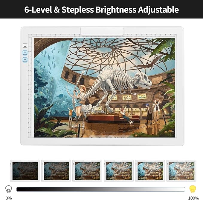 KOBAIBAN Wireless A4 LED Light Pad with Innovative Stand, Top Clip, Stepless/ 6-Level Dimmable Brightness Rechargeable tracing Light Box/Board for Cricut Weeding Vinyl, Diamond Painting, HTV (White)