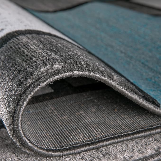 Rugshop Contemporary Modern Boxes for Home Office,Living Room,Bedroom,Kitchen Non Shedding Runner Rug 2'7" x 8' Blue