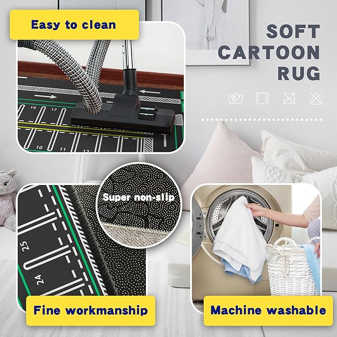 Play Mat 5'x 6'6" Traffic System Playmat Car Rugs for Toy Boys Carpet City Pretend Play Carpet Educational Road Traffic Play Mat for Bedroom Play Room Non-Slip Washable