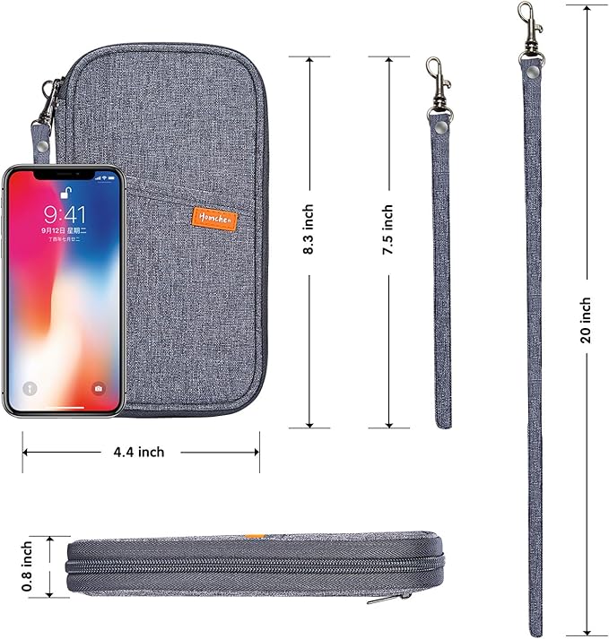 RFID Family Passport Wallet Holder Waterproof, Travel Document Organizer Credit Card Clutch Bag for Men Women