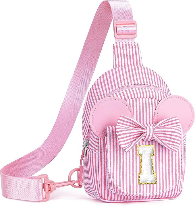 Sling Bag for Kids, Birthday Gifts for Little Girl, Small Cute Bag for Little Girls Kids, Initial Small Sling Bags for Girl Kid Daughter (Pink I)