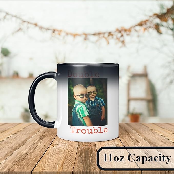 Personalized Coffee Mug, Magic Color Changing Photo Text 11 Oz Ceramic Mug, Customized Picture Name Tea Cup, Custom Fathers Day Mug, Taza Cafe Personalizadas Fotos, Gifts Women Men Mom, Black CC