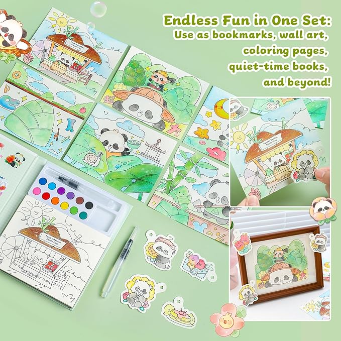 Paint with Water Coloring Books for Kids Ages 3-5, 4-8 – Cute Coloring Book for Teens,Arts and Crafts for Kids Ages 3 4 5 6 7 8+, Birthday Gift Toys for Girls Boys,Travel Toys-Panda
