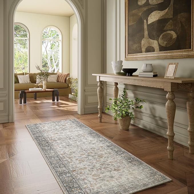 Washable Kitchen Rug Runners for Hallways: 2'x6' Bedroom Rug Non Slip Low-Pile Stain Resistant Soft Indoor Floor Carpet Runner for Indoor Entryway Hallways Kitchen Laundry Room Beside Farmhouseb