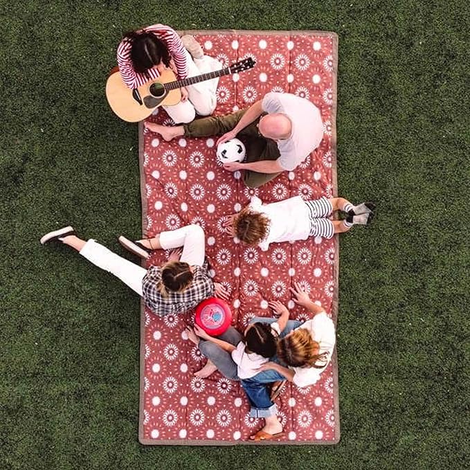 Little Unicorn 5'x5' Outdoor Family Picnic & Beach Blanket | Durable & Water-Resistant Fabric | Compact Fold & Easily Wipes Clean | Zipper Pocket (Sun Baked)