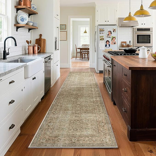 Washable Runners for Hallways Kitchen Rug: 2'x10' Runner Rugs Stain Resistant Non Slip Low Pile Soft Carpet Runners for Hallways Bedroom Kitchen Entryway Indoor Beside Bathroom Laundry Room