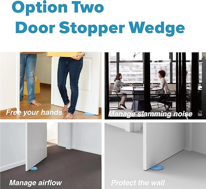 Door Pinch Guard and Stopper, Durable Silicone Finger Pinch Guard, Prevents Injuries, Slamming Doors, Kids Safety, 2 Packs Blue Upgraded