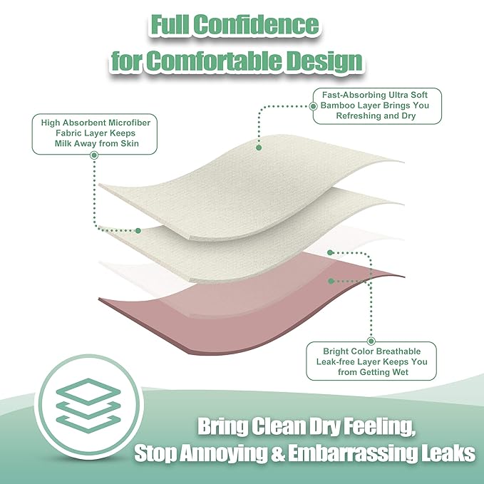 wegreeco Nursing Breast Pads (14 Pack) + Laundry Bag & Travel Storage Bag, 4.7 inch - Washable & Reusable Breastfeeding Nursing Pads (Mild, Large, Contoured Shape)