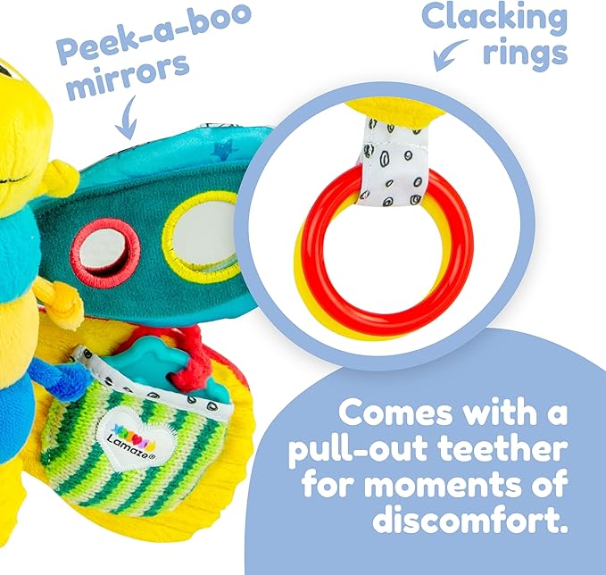 Lamaze Clip On Car Seat and Stroller Toy - Freddie the Firefly - Crinkle Car Seat Toys and Stroller Toys - Sensory Toys for Babies - Travel Toys for Car - Infant Toys Ages 0 Months and Up