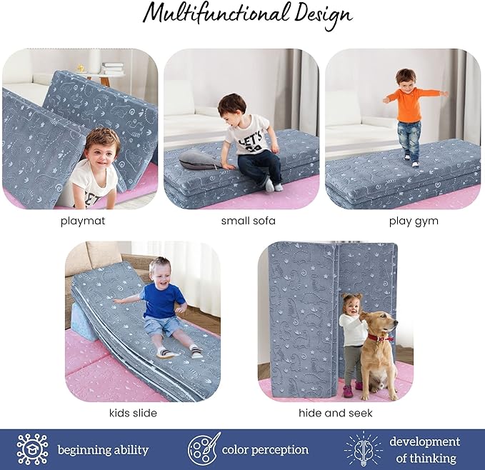 MeMoreCool Kids Floor Futon Mattress Large 6x4 FT, Thicken Foam Tatami Sleeping Pad for Playroom, Foldable Crawling Mat for Children’s Play Area