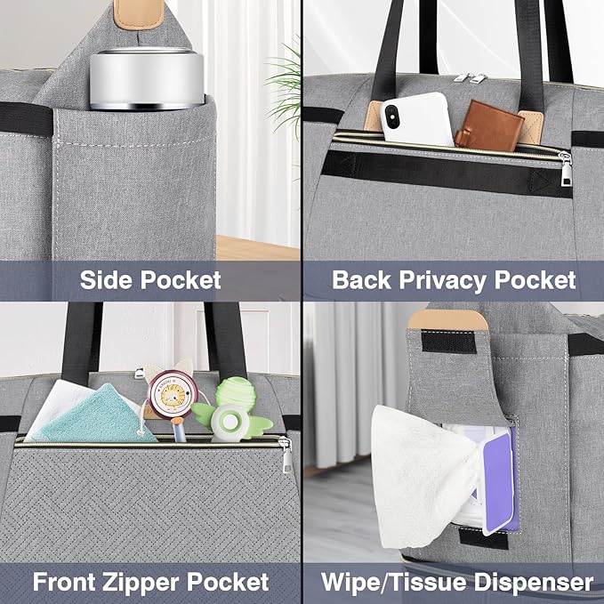 ITIEZY Diaper Bag Tote for Baby - Large Mommy Bag with Portable Changing Pad Pacifier Case, Hospital Bags Travel Baby Bag