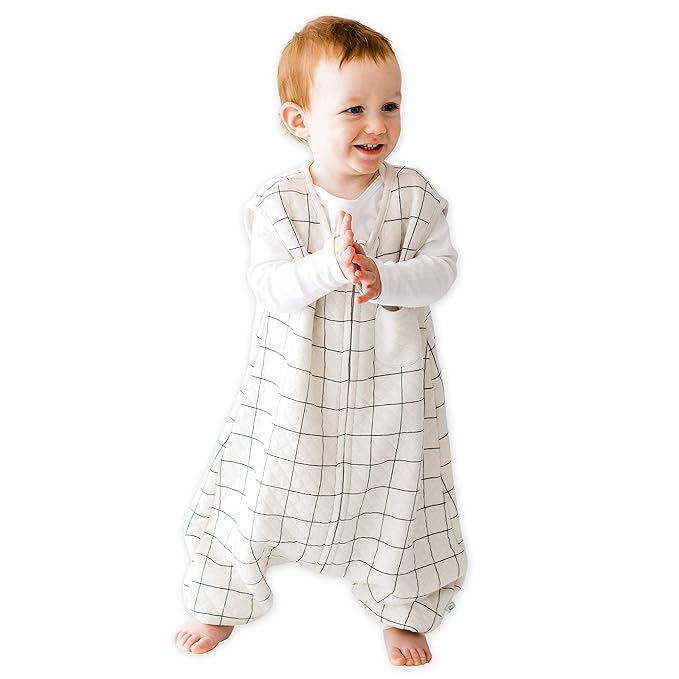 Tealbee Dreamsuit: Toddler Sleep Sack with Feet 2T 3T - 0.8 TOG Lightweight Baby Wearable Blanket for Walkers - Rayon Made from Bamboo, Organic Cotton Sleep Bag - Checkered
