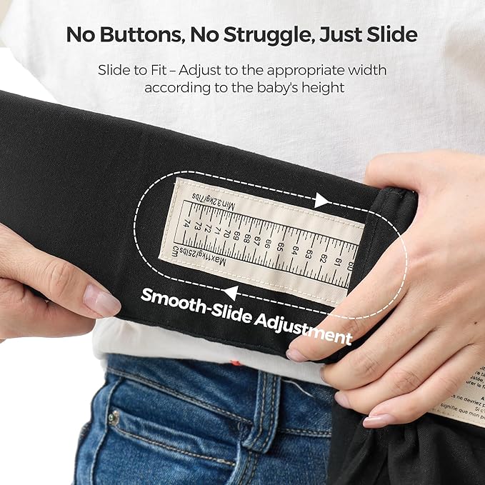 Momcozy Newborn Carrier WeeSnug- Lightweight and Cozy Comfort for 7-25 lbs, Ergonomic Cross-Back Support, Effortless to Put On, Hands-Free Baby Carrier with Lumbar Support, Black