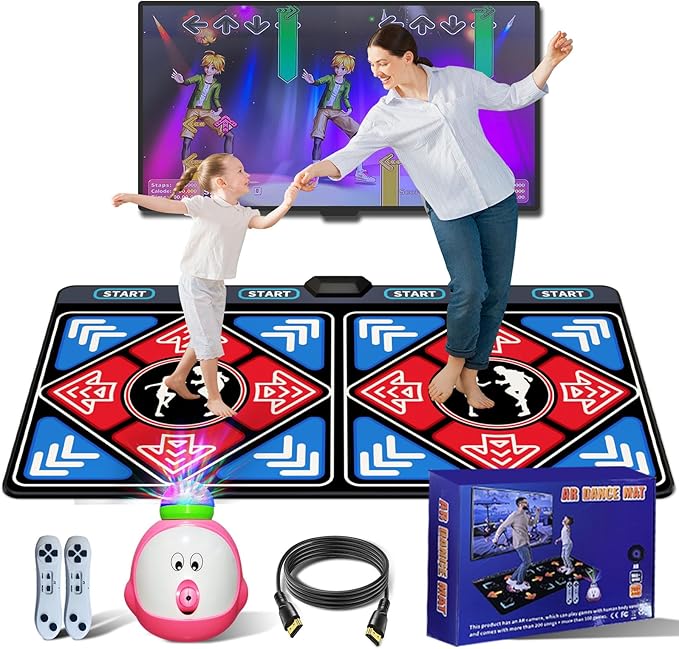 Dance Mat for Kids and Adults,Double Dance Mats with Camera,Electronic Dance Pad for TV, Dancing mat for Exercise,Plug& Play Game for Kids,Gifts for Girls Boys Ages 3+