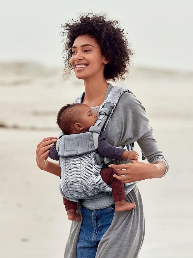 BabyBjörn Baby Carrier Harmony, Silver, 3D Mesh | 3-in-1 Ergonomic Baby Carrier; Newborn, Facing-In, Outward-Facing, and Back Carrying Positions Supported (7-40 lbs), Newborn to Toddler