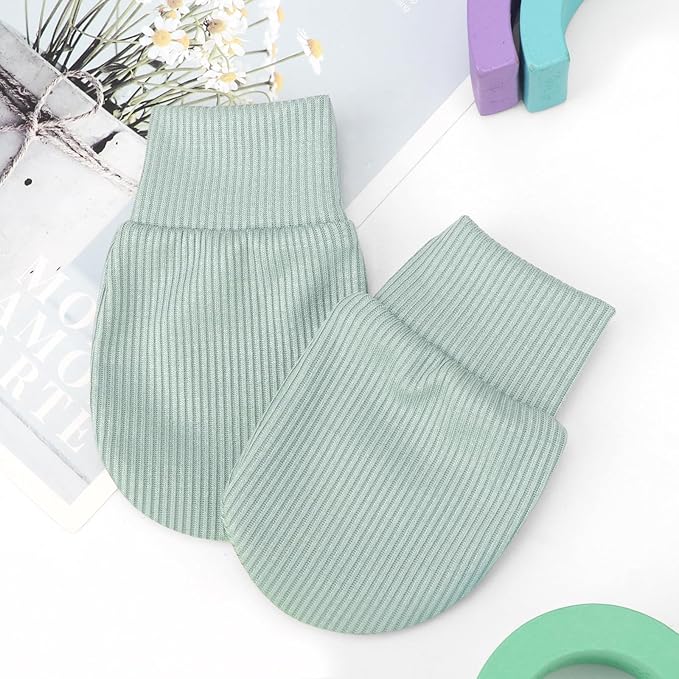 BQUBO 6 Pairs Newborn Baby Boys Girls Mittens 0-6 Months Unisex-Baby Infant Mittens Elastic No Scratch Wrist Gloves