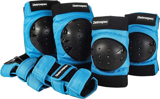 Retrospec Knee Pads, Elbow Pads & Wrist Guards for Men, Women & Kids - Protective Gear for Skateboarding, Roller Skate, Rollerblade, BMX & Scooter - Multi Sport Pad Set