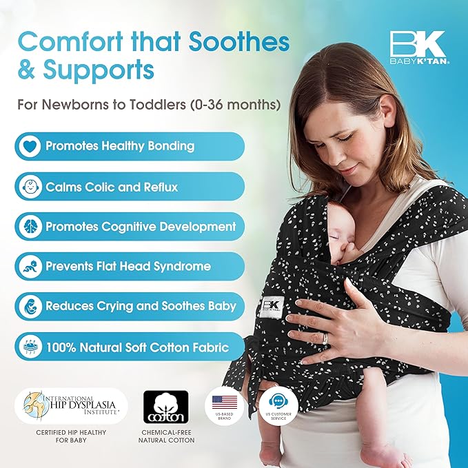 Small-Petite Original Baby K'tan Baby Carrier: #1 Easy Pre-Wrapped, Soft, Slip-On, No Rings, No Buckles | 5 in 1 Baby Sling Gift | Infant Wrap for Newborn to Toddler up to 35lb Women 2-4, Men up to 36