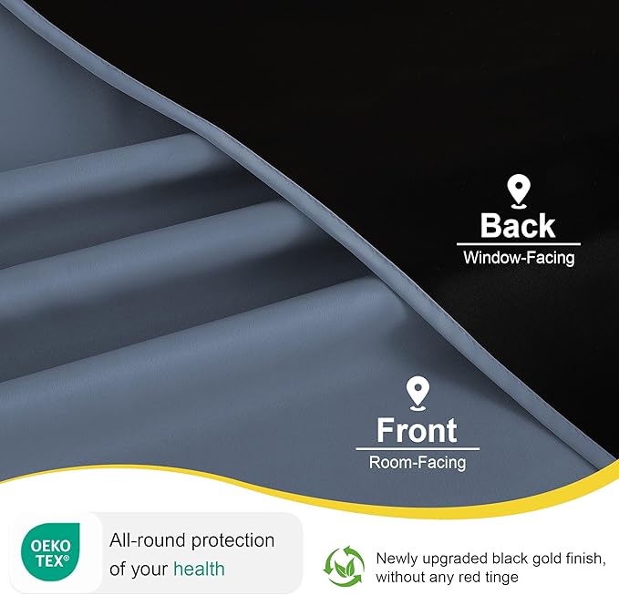 NICETOWN Stone Blue Curtains 52 x 84 inches Long, 100% Blackout Curtains Set of 2 Panels Thermal Insulated Privacy Window Curtains for Bedroom Living Room