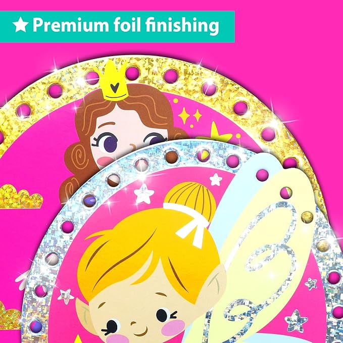 Premium Foil Edge Lacing Cards for Kids Ages 3-6 | 10 Double-Sided Unicorn and Fairy Sewing Cards with Multilingual Learning | Durable Cardboard Fine Motor Skills Activity Kit