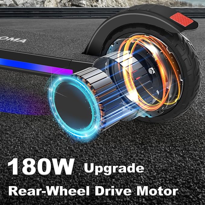 Caroma Electric Scooter for Kids Ages 6-12,150W/180WMotor,10 MPH Max Speed & 7 Miles,Colorful Lights,Adjustable Height & Speed,LED Display,Foldable Kids Electric Scooter 132 Lbs Max Load,Idea Gift