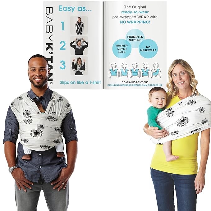 Original Baby K'tan Baby Carrier: #1 Easy Pre-Wrapped, Soft, Slip-On, No Rings, No Buckles | 5 in 1 Baby Sling Gift | The Best Hands Free Infant Wrap For Newborn to Toddler up to 35lb (See Size Chart)