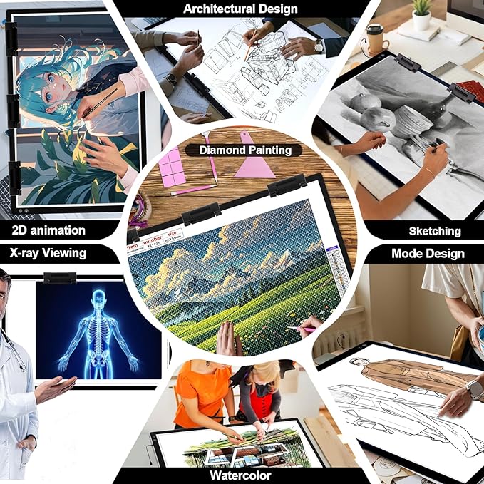 elice A1 Rechargeable Diamond Art Light Board (35.4''x 23.6''), Extra Large Wireless LED Light Box for Tracing and Drawing, 3-Color Light Modes Light Pad, 6000 mAh Battery Light Table for Artists DIY