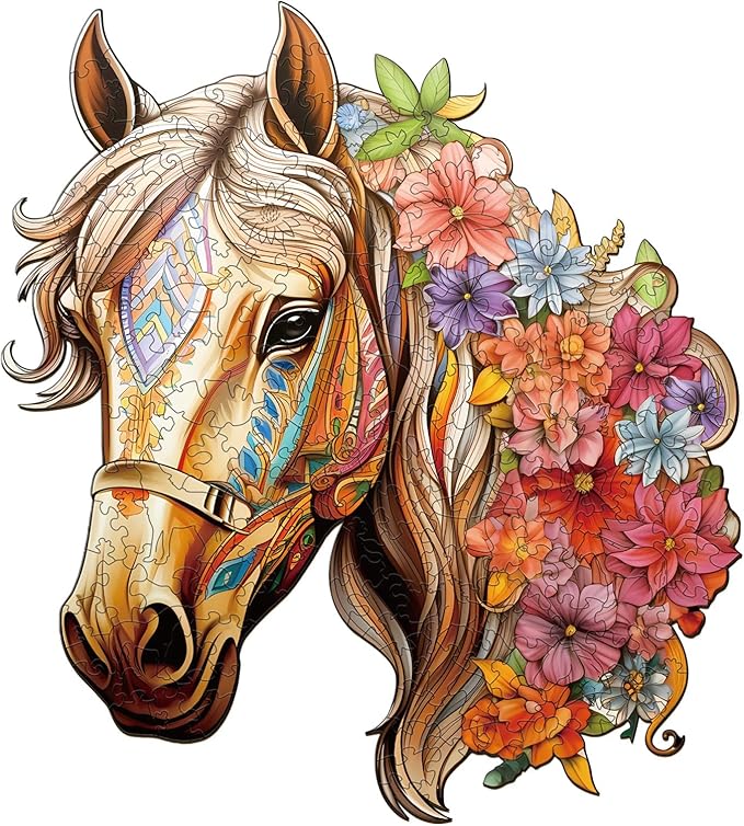 Wooden Puzzles for Adults, Wood Horse Puzzle, Unique Gifts for Men Women, Adult Puzzles (S-8.5 * 8.1in 100pcs)