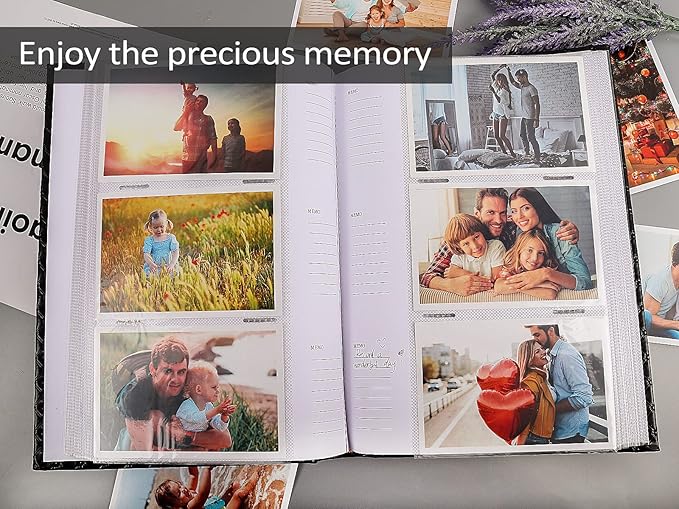 RECUTMS Photo Picture Album 4x6 300 Photos,Small Capacity PU Leather Album 4x6 Book Cover Wedding Family Photo Albums Holds 300 Horizontal Photos (Black)