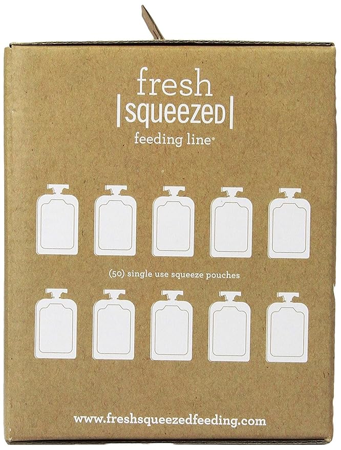 Infantino Disposable Squeeze Pouches - Pack of 50 Disposable Pouches for Portable Homemade semi-Solid Food for Babies and Toddlers, BPA and PVC Free, Freezer Safe