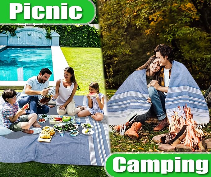 Oversized Turkish Beach Towel Blanket Cotton Giant XL Sandproof Towels Huge Linen XXL Extra Large Big Throw Quilt Blankets for Adults Cloud Travel Camping Glamping Accessories Essentials