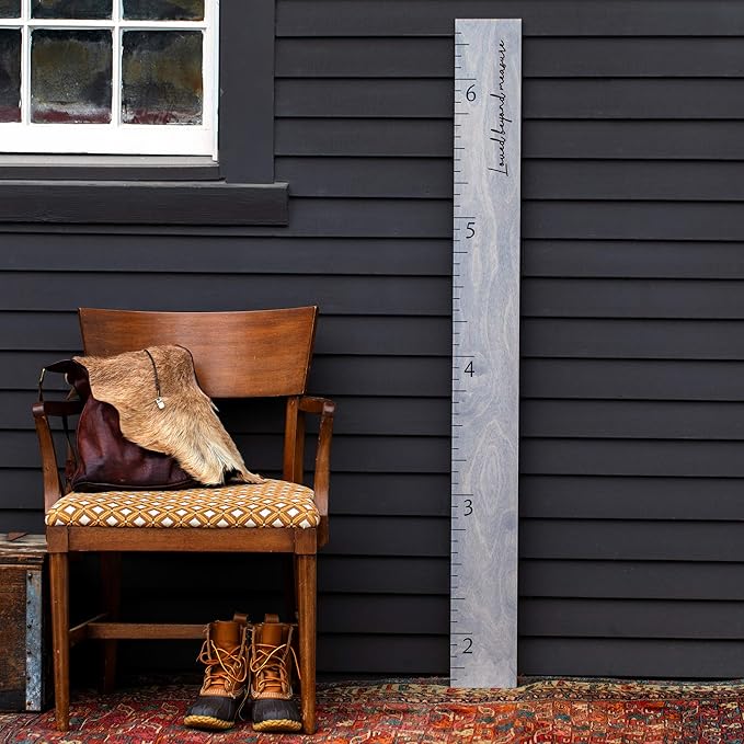 Boho Growth Chart for Wall - Height Board Growth Chart Wooden Growth Chart for Wall Kids Measuring Chart for Wall Height Chart Growth Chart for Kids (Loved Beyond Measure, Gray)