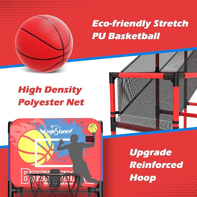 Kids Basketball Hoop Arcade Game W/Electronic Scoreboard Cheer Sound, Basketball Hoop Indoor Outdoor W/4 Balls, Basketball Game Toys Gifts for Kids 3-6 5-7 8-12 Toddlers Boys Girls