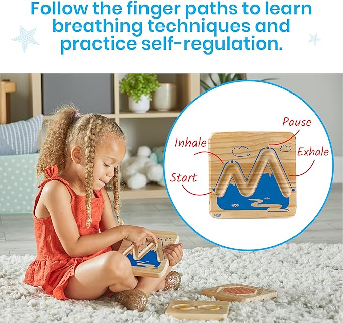 hand2mind Wooden Mindful Maze Set, Tactile Sensory Toys for Toddlers, Anxiety Relief Items, Calm Down Corner Supplies, Emotional Regulation Tools for Kids, Play Therapy Toys, Mindfulness Gifts