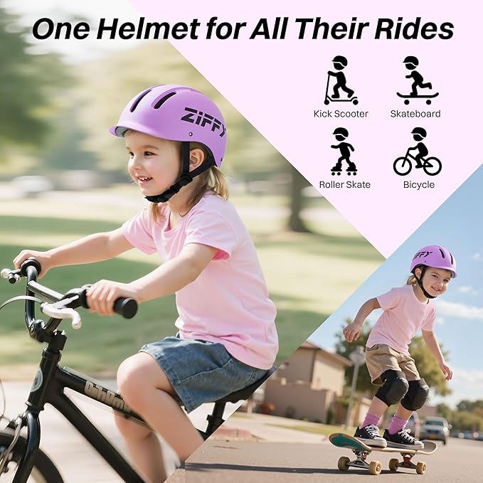 ZIFFY Kids/Toddler Bike Helmet, Adjustable, Lightweight, Safety Certified Scooter Helmet for Boys & Girls with Washable Inner Lining, 2 Sizes, 4 Colors – Fits Toddlers to Youth