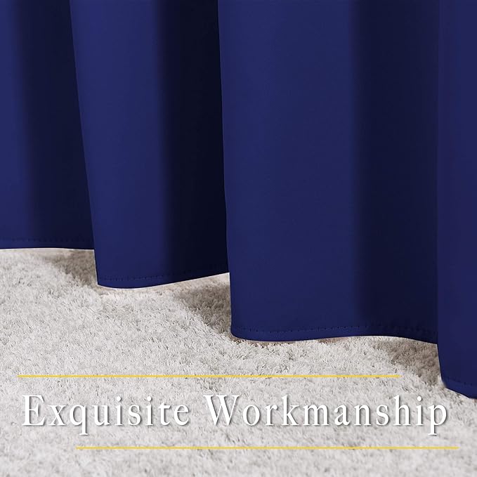 NICETOWN Navy Blue Blackout Bedroom Curtains 96 inches Long, Grommet Thermal Insulated Room Darkening Window Treatments Sound Reducing for Living Room, W46 x L96, 2 Panels