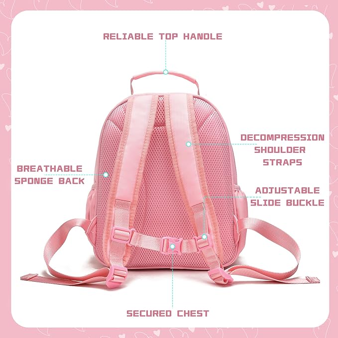 I IHAYNER Kids Glitter Lightweight Backpack for School Travel & Daycare, Toddler Backpack for Girls 3+ Preschool Kindergarten Elementary Kids Backpack-Rainbow Pink J
