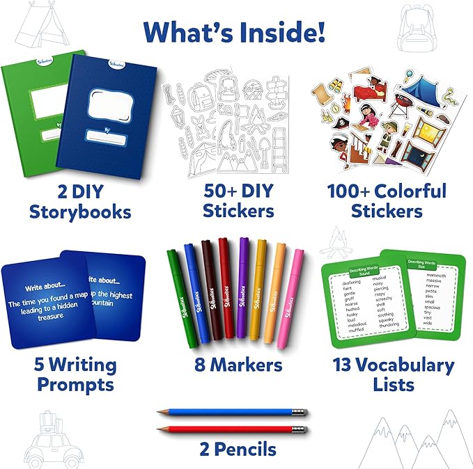 Skillmatics Storybook Art Kit - Create Adventure Stories, DIY Craft & Writing Kit with 300+ Stickers, Scrapbooking & Journal Activity, Gifts for Kids Ages 5, 6, 7, 8, 9, 10