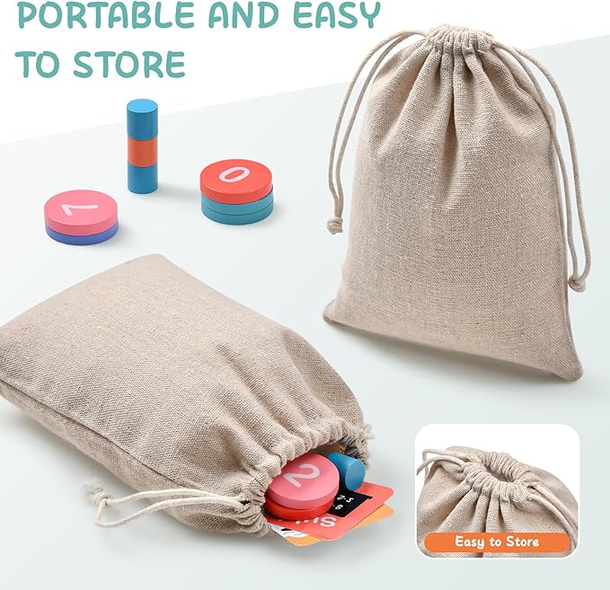 Lewo Wooden Montessori Math Manipulatives Preschool Toys, 1 to 20 Addition and Subtraction Games with Ten Frame/Number Flashcard, Educational Learning Counting Peg Board for Toddlers 3 4 5 Year Old