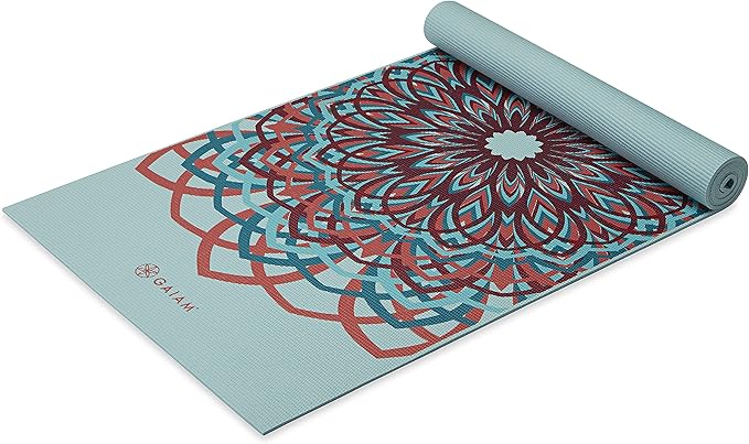 Gaiam Yoga Mat - Premium 6mm Print Extra Thick Non Slip Exercise & Fitness Mat for All Types of Yoga, Pilates & Floor Workouts (68"L x 24"W x 6mm Thick)